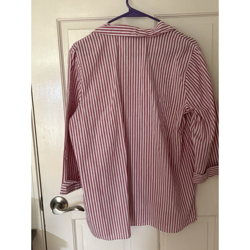 Vintage Coastal Grandma Embroidered Lighthouse Button Up Shirt Nautical Stripes - Picture 2 of 8